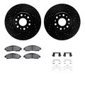 Dynamic Friction Co 8312-48073, Rotors-Drilled, Slotted-BLK w/ 3000 Series Ceramic Brake Pads incl. Hardware, Zinc Coat 8312-48073